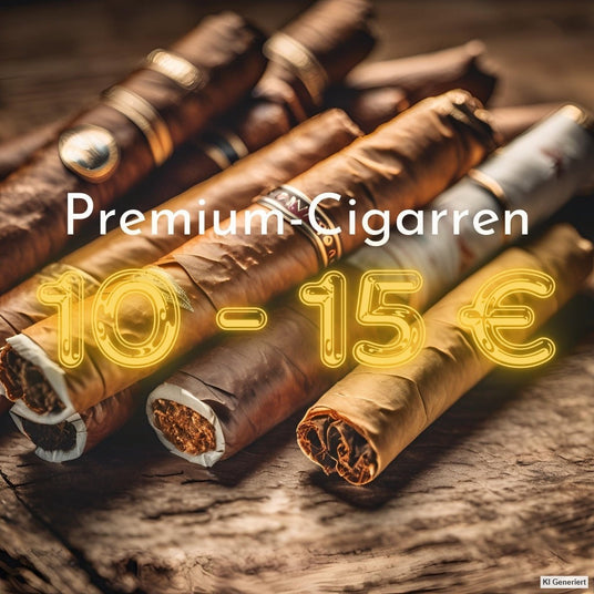 KI-generiertes Kategoriebild: Premium-Zigarren 10 bis 15 Euro. KI Generiert.
