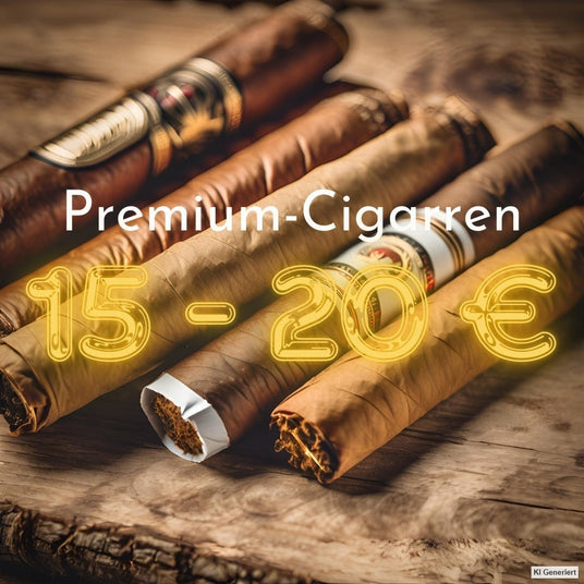 KI-generiertes Kategoriebild: Exklusive Zigarren 15 bis 20 Euro. KI Generiert.