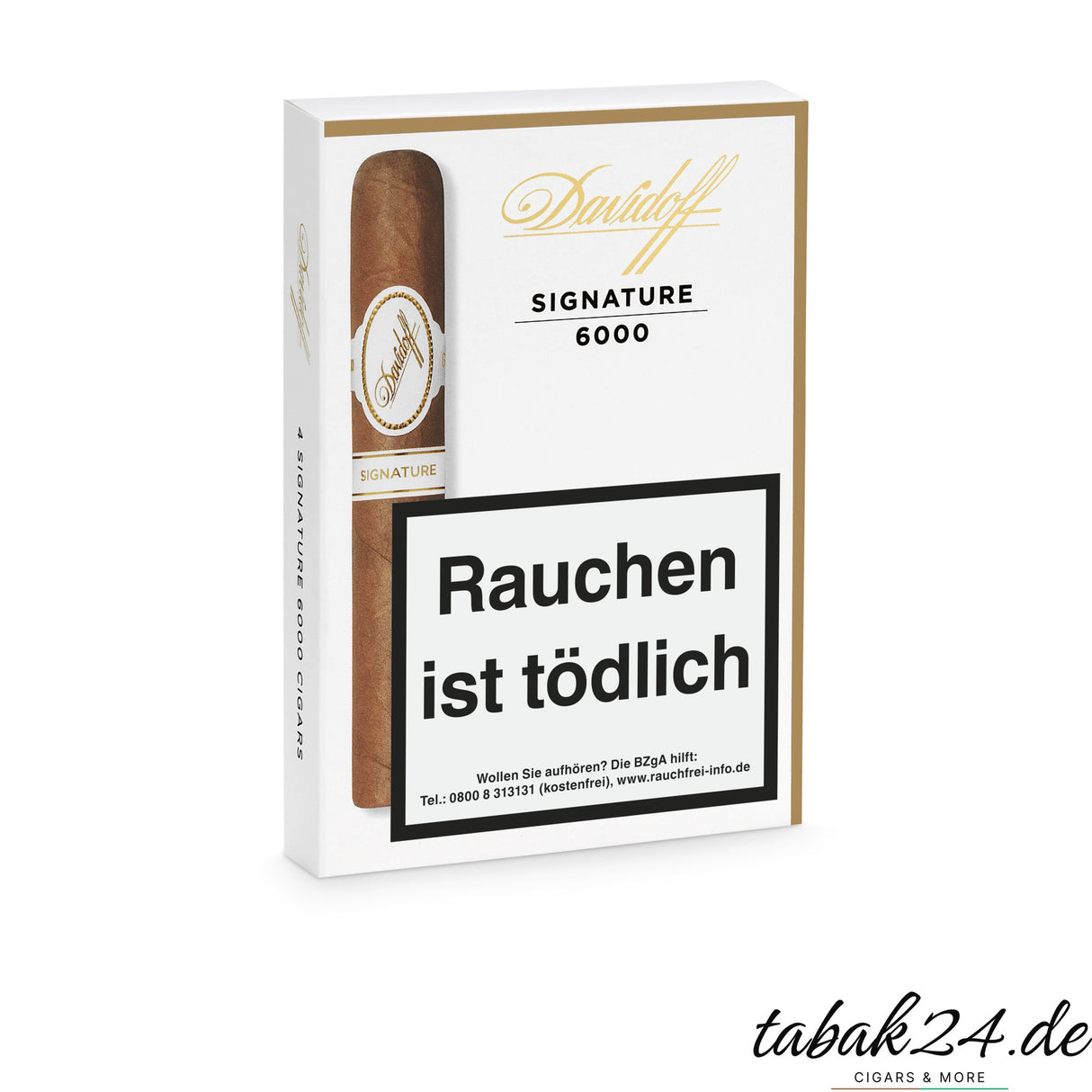 Davidoff Signature 6000 Zigarrenpackung mit Branding und Warnhinweis