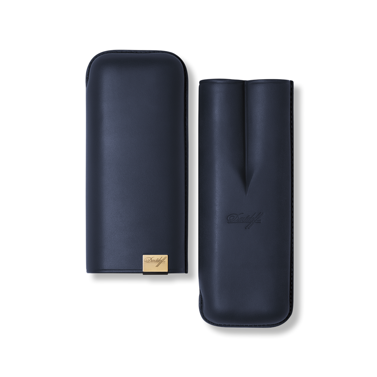 Davidoff Iconic Zigarrenetui XL-2 Blau geöffnet – Handgefertigtes Leder-Etui mit Zigarrenfächern