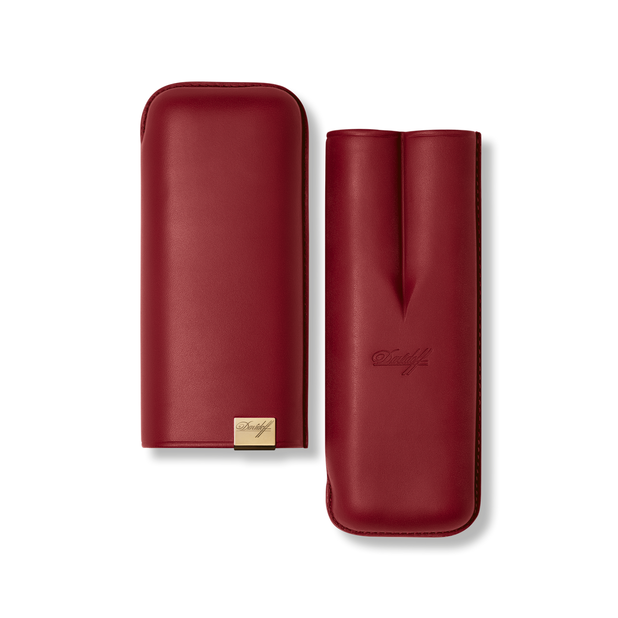 Davidoff Iconic Zigarrenetui XL-2 Rot geöffnet – Handgefertigtes Leder-Etui mit Zigarrenfächern