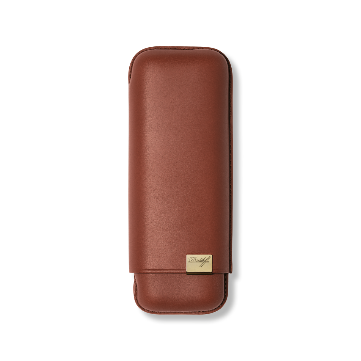 Davidoff Iconic Zigarrenetui XL-2 Braun – Leder-Zigarrenetui für 2 Zigarren, geschlossen