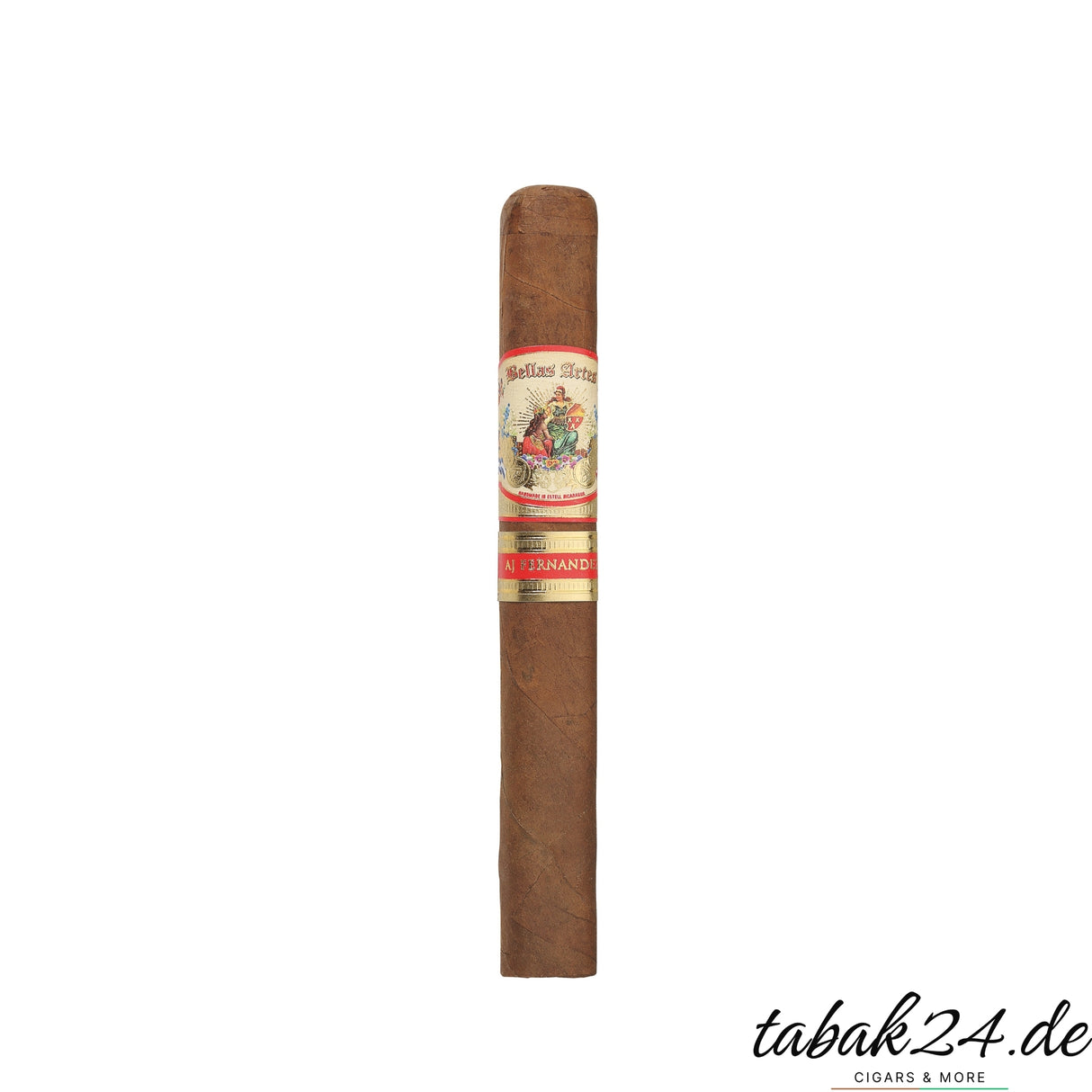 Bellas Artes Toro Zigarre von AJ Fernandez mit kunstvoller Bauchbinde in Rot und Gold