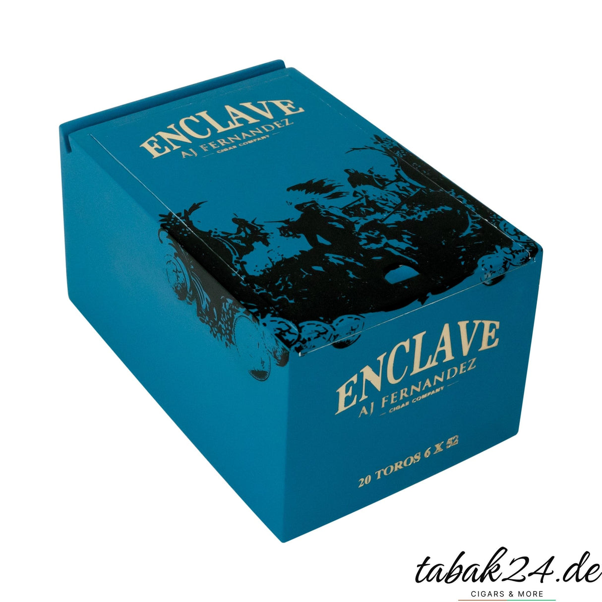 aj-fernandez-enclave-toro-kiste-geschlossen.jpg: Geschlossene Zigarrenkiste AJ Fernandez Enclave Toro in Blau mit Goldprägung