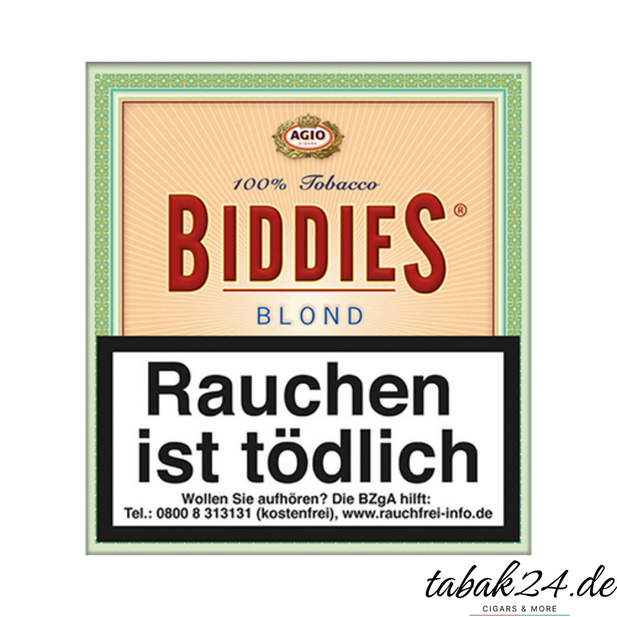 Biddies Blond Cigarillo mit 100 % Tabak und milder Vanillenote