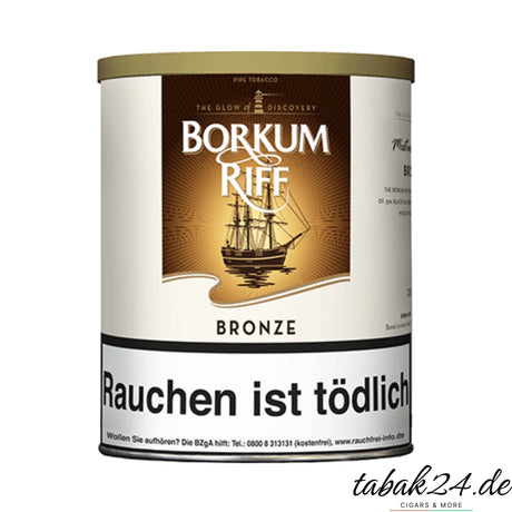 Borkum Riff Bronze Pfeifentabak in großer Runddose mit Segelschiff-Design