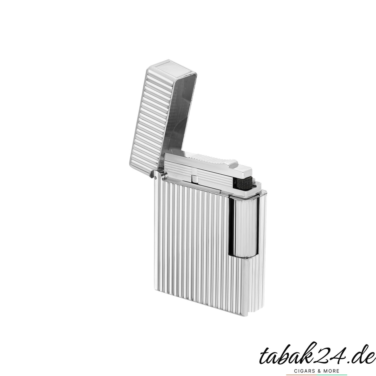 S.T. Dupont Ligne 1 Feuerzeug C14021 Vertical Line Palladium – geöffnet mit sichtbarem Zündmechanismus
