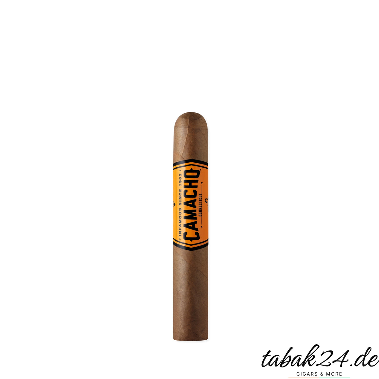 Einzelne Camacho Connecticut Robusto mit hellem Deckblatt und orangem Ring