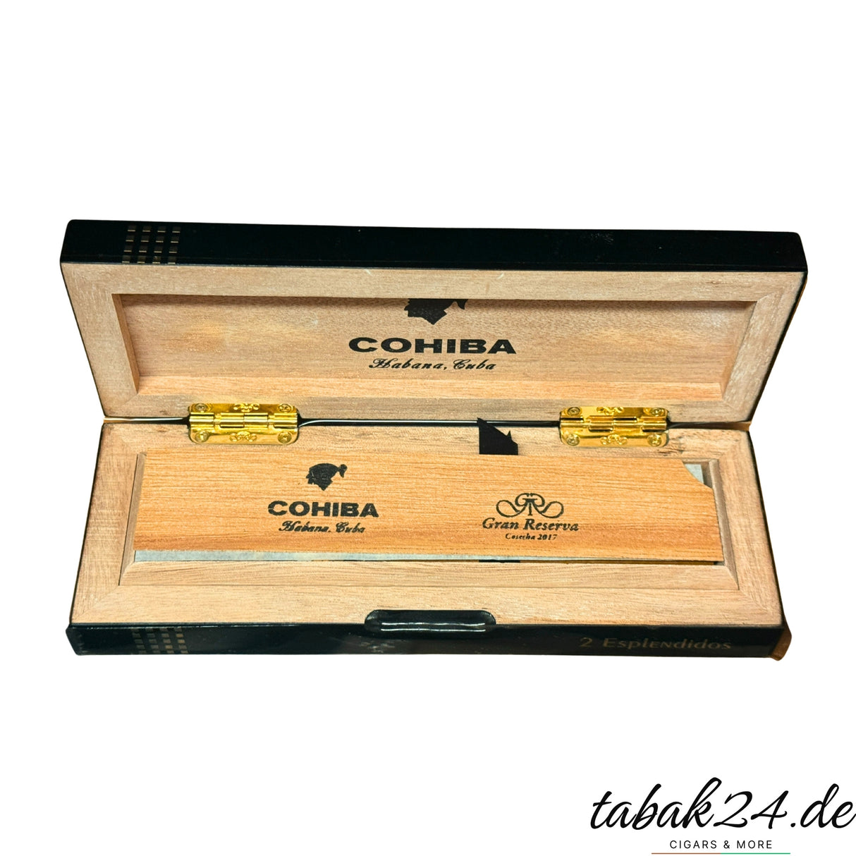 Cohiba Espléndidos Gran Reserva Cosecha 2017 – 2er-Kiste geöffnet, edles Holzinterieur