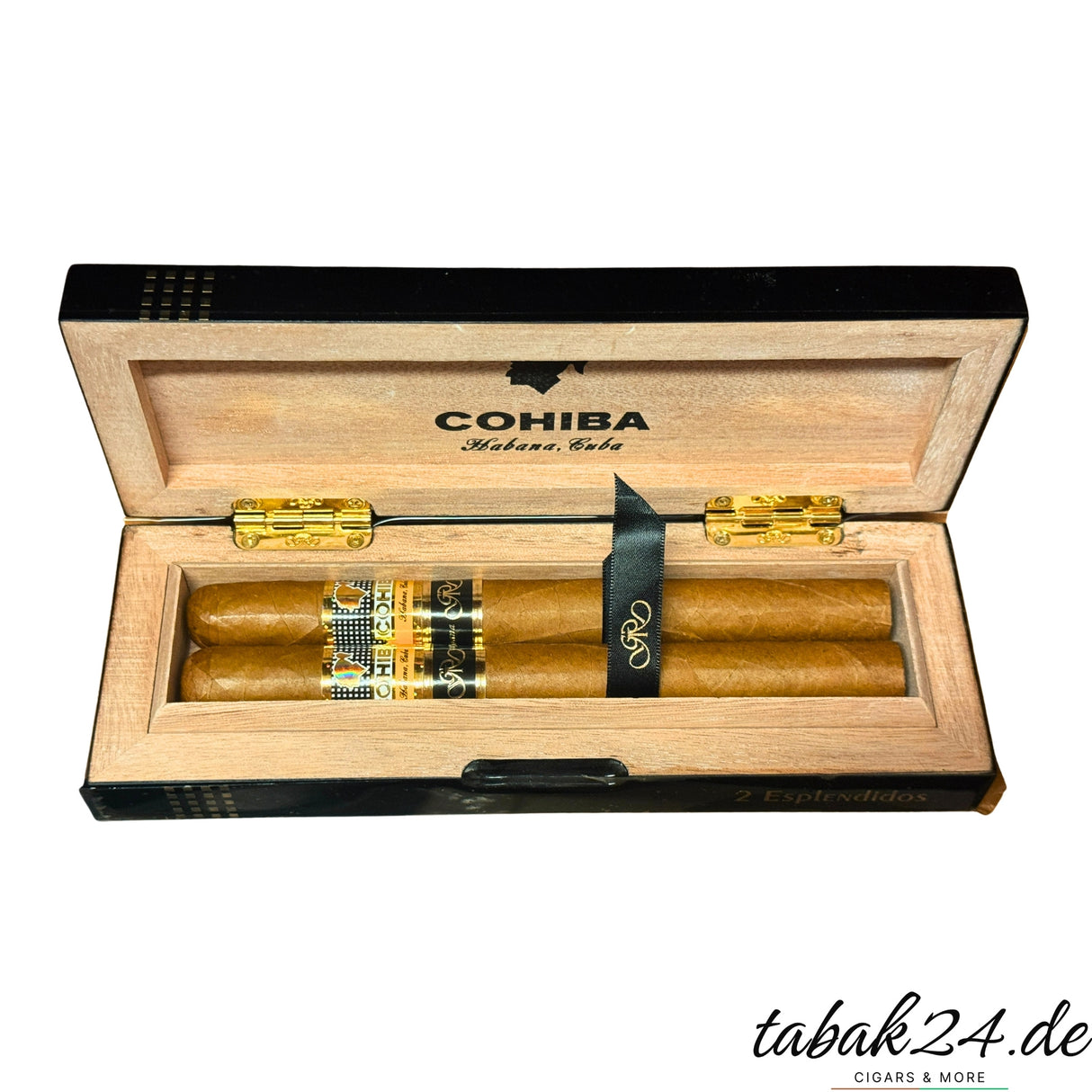 Cohiba Espléndidos Gran Reserva Cosecha 2017 – 2er-Kiste geöffnet mit zwei Zigarren im Espléndidos-Format