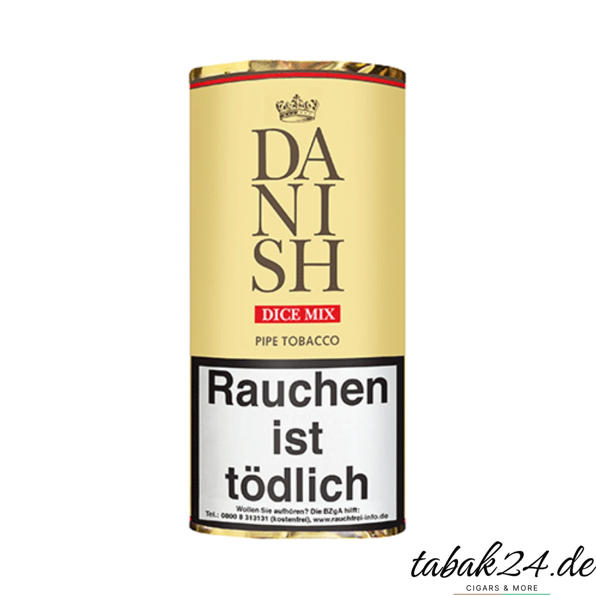 Danish Dice Mix Pfeifentabak im 50g Pouch mit hellem Design und Krone