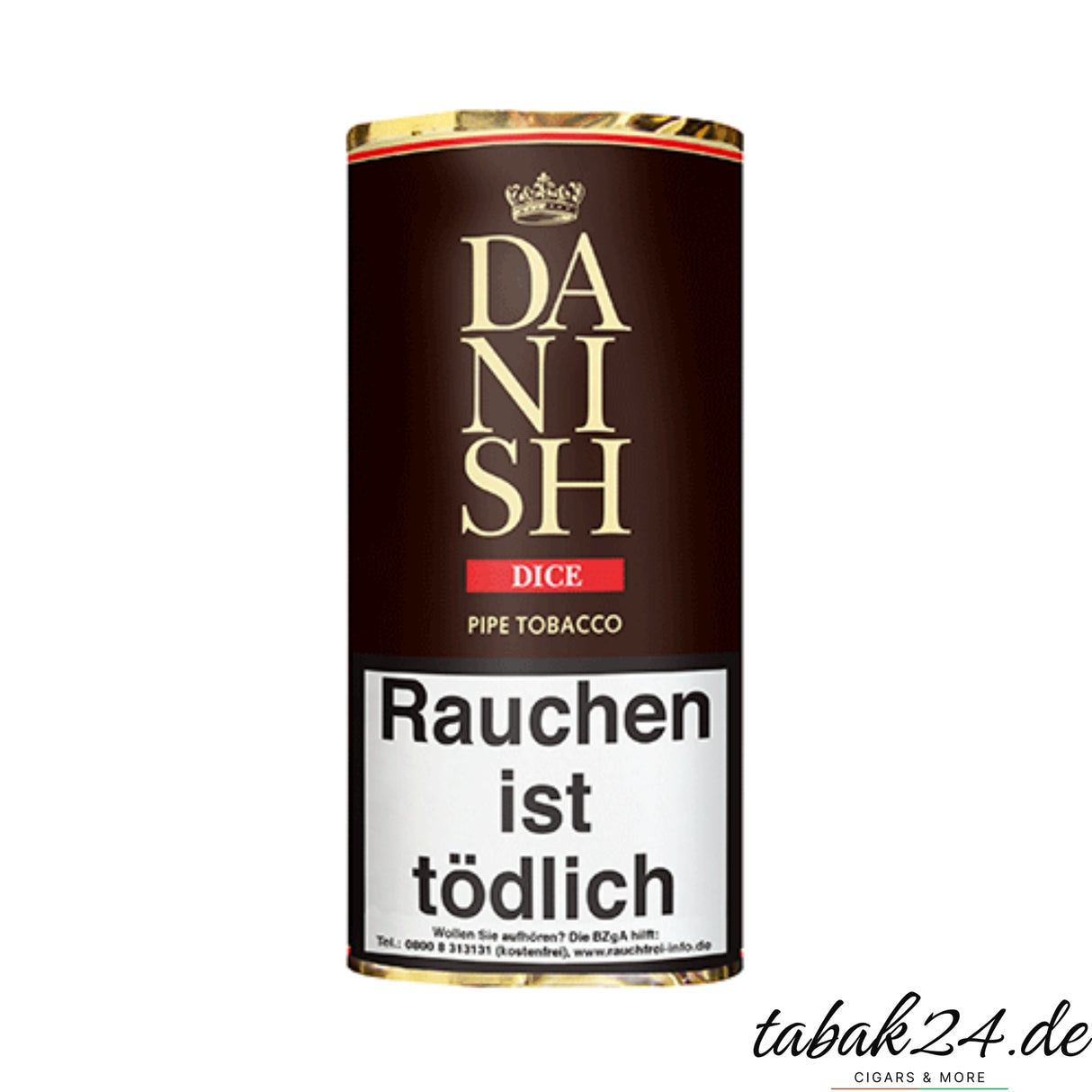 Danish Dice Black Pfeifentabak im 50g Pouch mit schwarzem Design und Krone