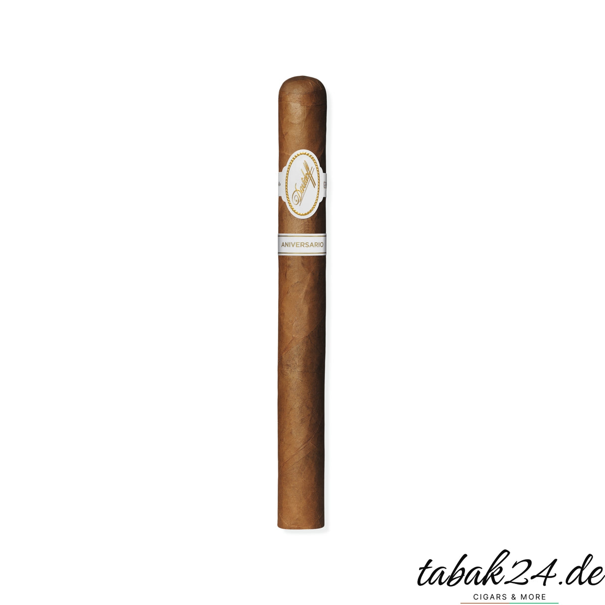 Einzelne Davidoff Aniversario Double R Zigarre auf weißem Hintergrund