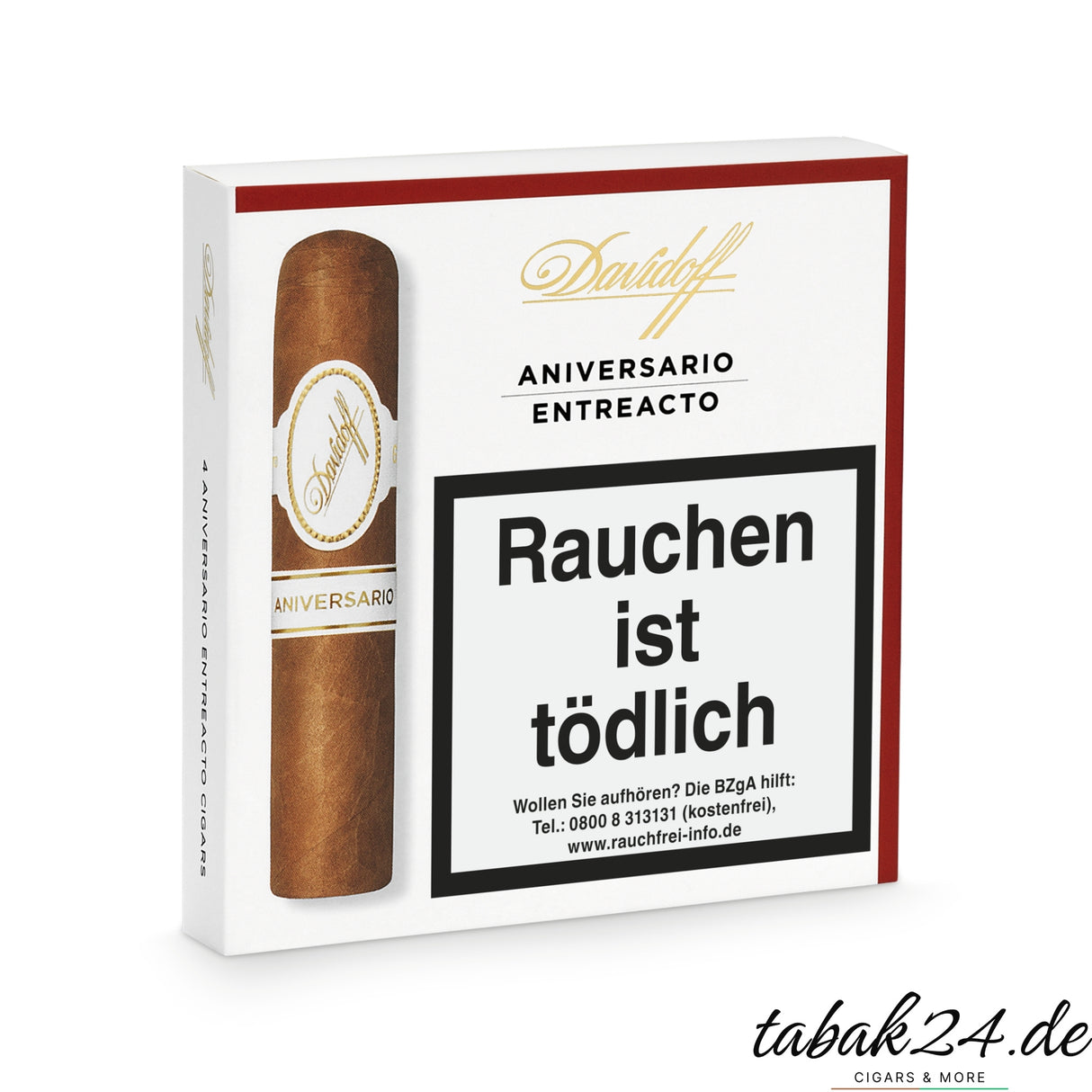 Etui mit 4 Davidoff Aniversario Entreacto Zigarren in Weißverpackung
