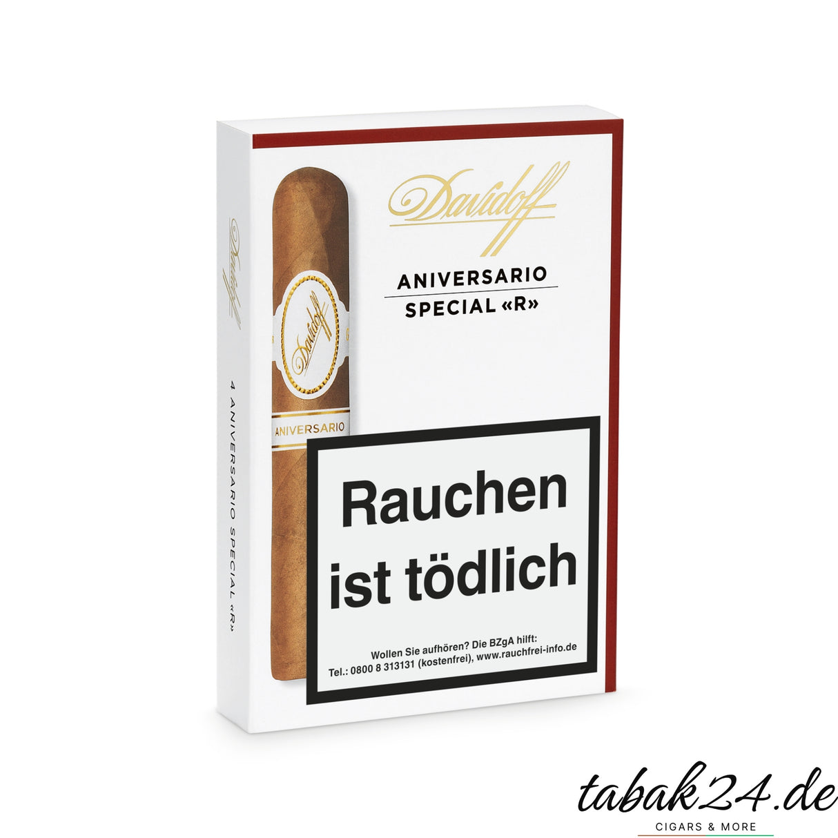 Etui mit 4 Davidoff Aniversario Special R Zigarren, elegante Weißverpackung