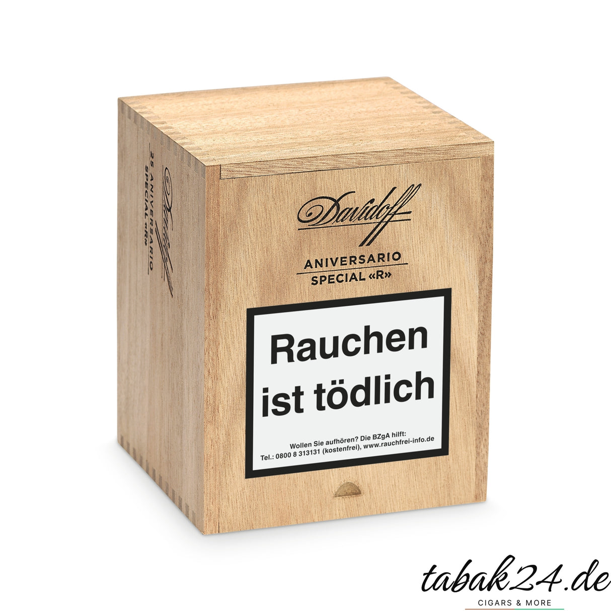 Holzkiste Davidoff Aniversario Special R geschlossen, Branding in Schwarz auf dem Deckel