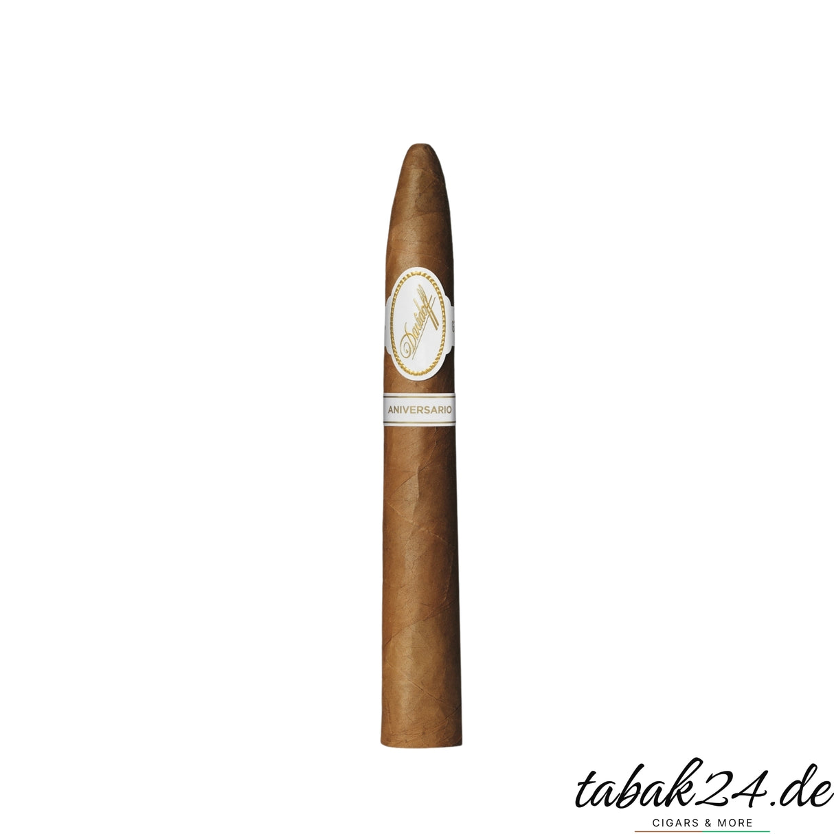 Einzelne Davidoff Aniversario Special T Torpedo-Zigarre auf weißem Hintergrund