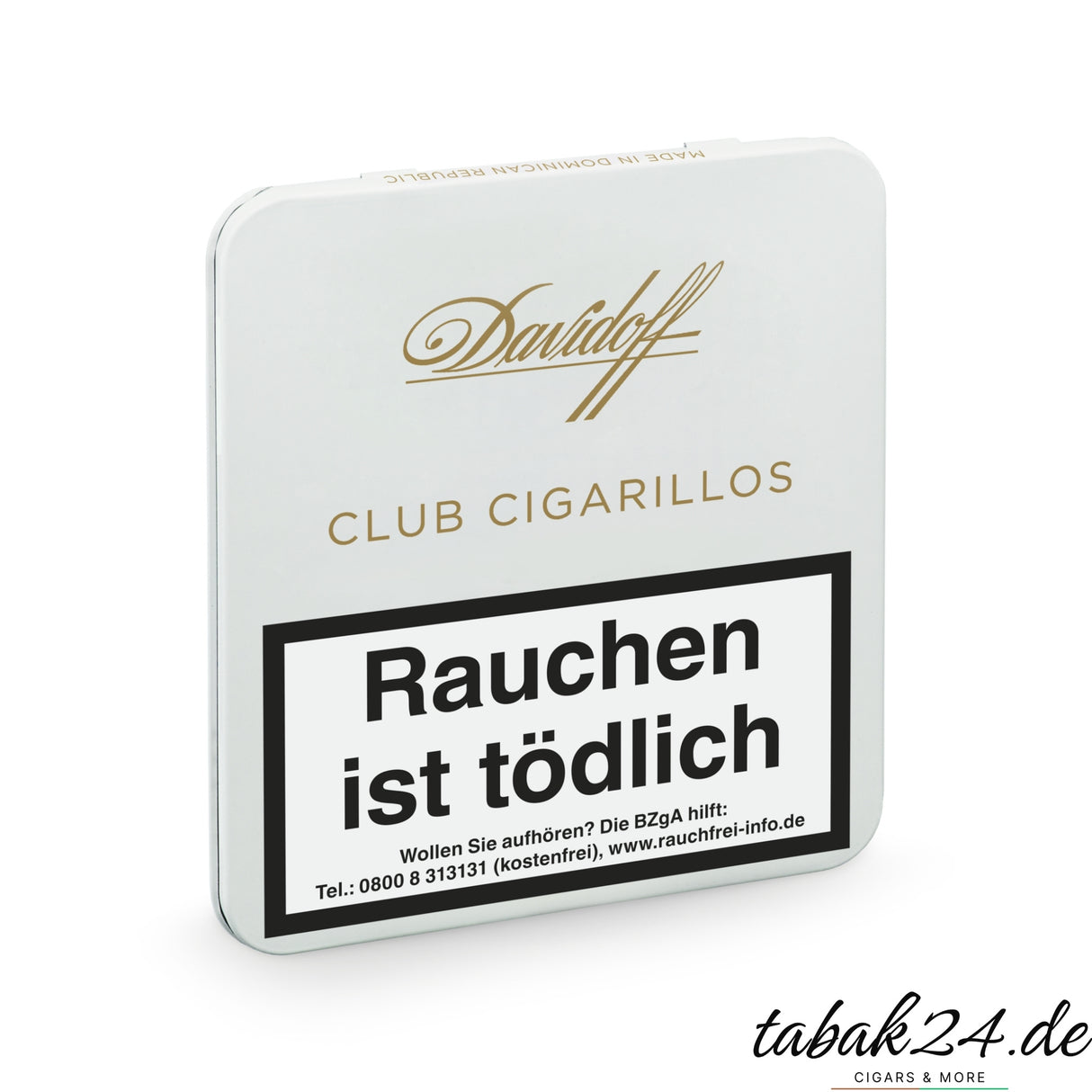 Davidoff Club Cigarillos in Weißblechdose mit Warnhinweis