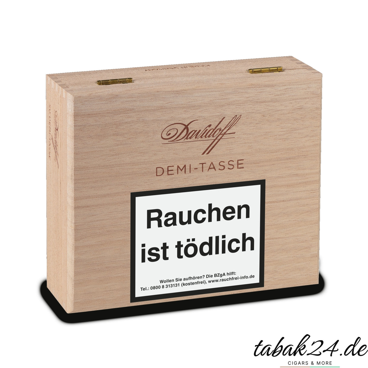 Holzkiste Davidoff Demi-Tasse mit Warnhinweis