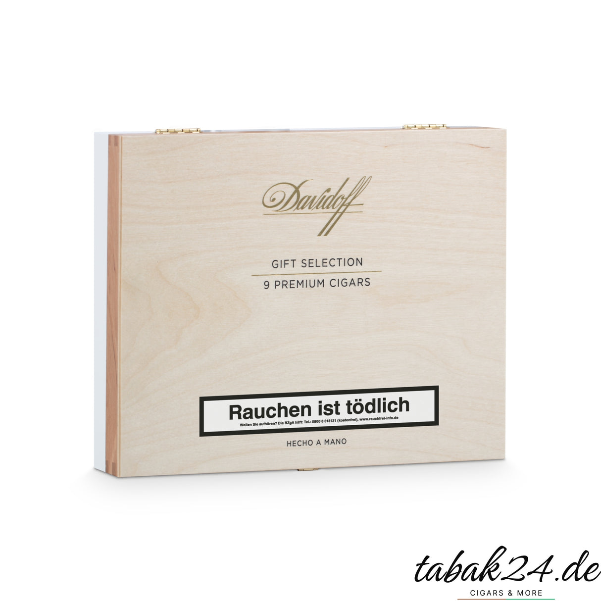 Davidoff Zigarrenset 9 Premium-Stücke in Holzkiste, schräg fotografiert