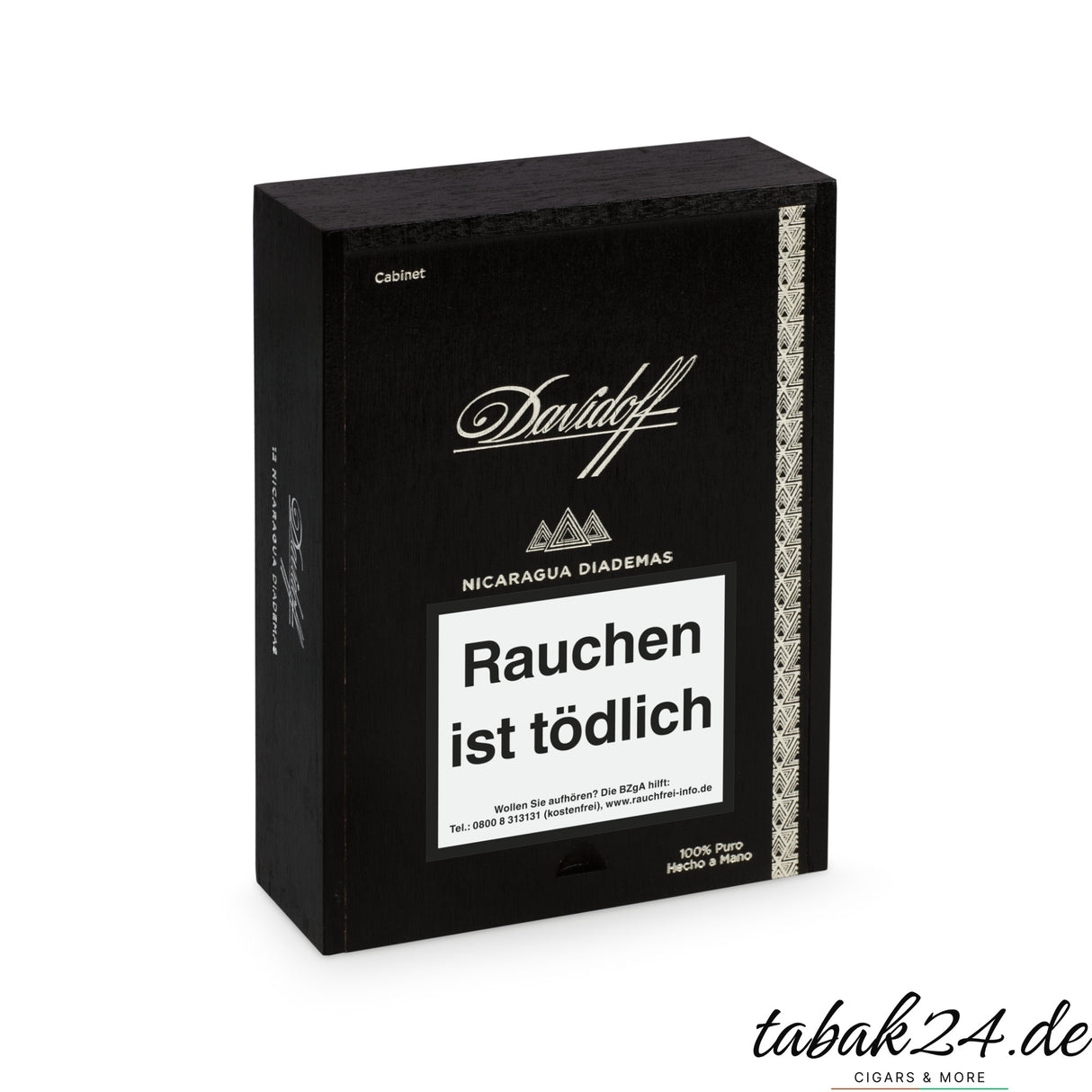 → Geschlossene schwarze Kiste Davidoff Nicaragua Diadema mit Warnhinweis