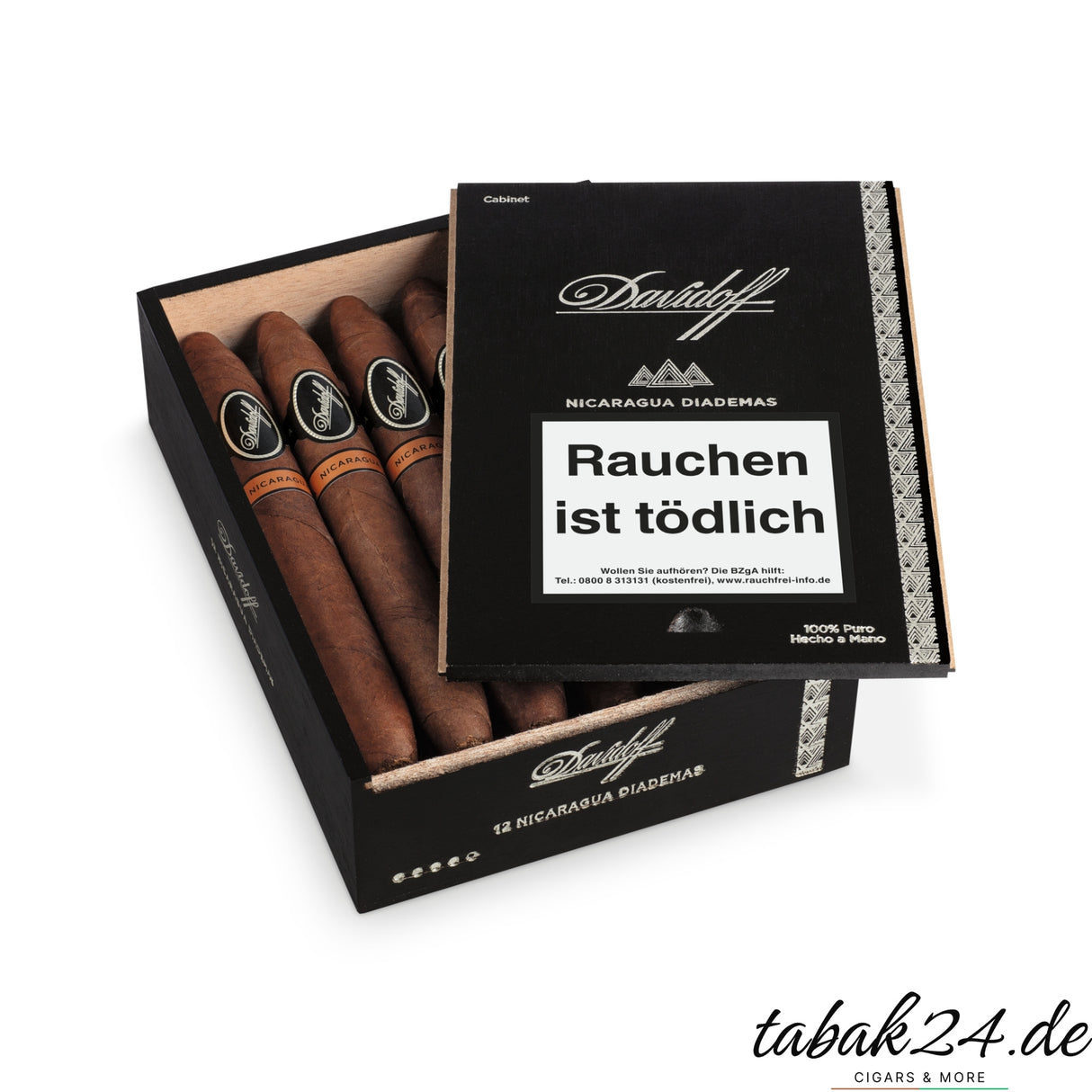→ Geöffnete 12er-Kiste mit Davidoff Nicaragua Diadema Zigarren