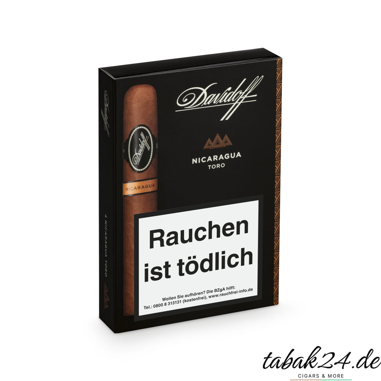 → Geöffnete 4er-Packung der Davidoff Nicaragua Robusto mit dunklen Zigarren