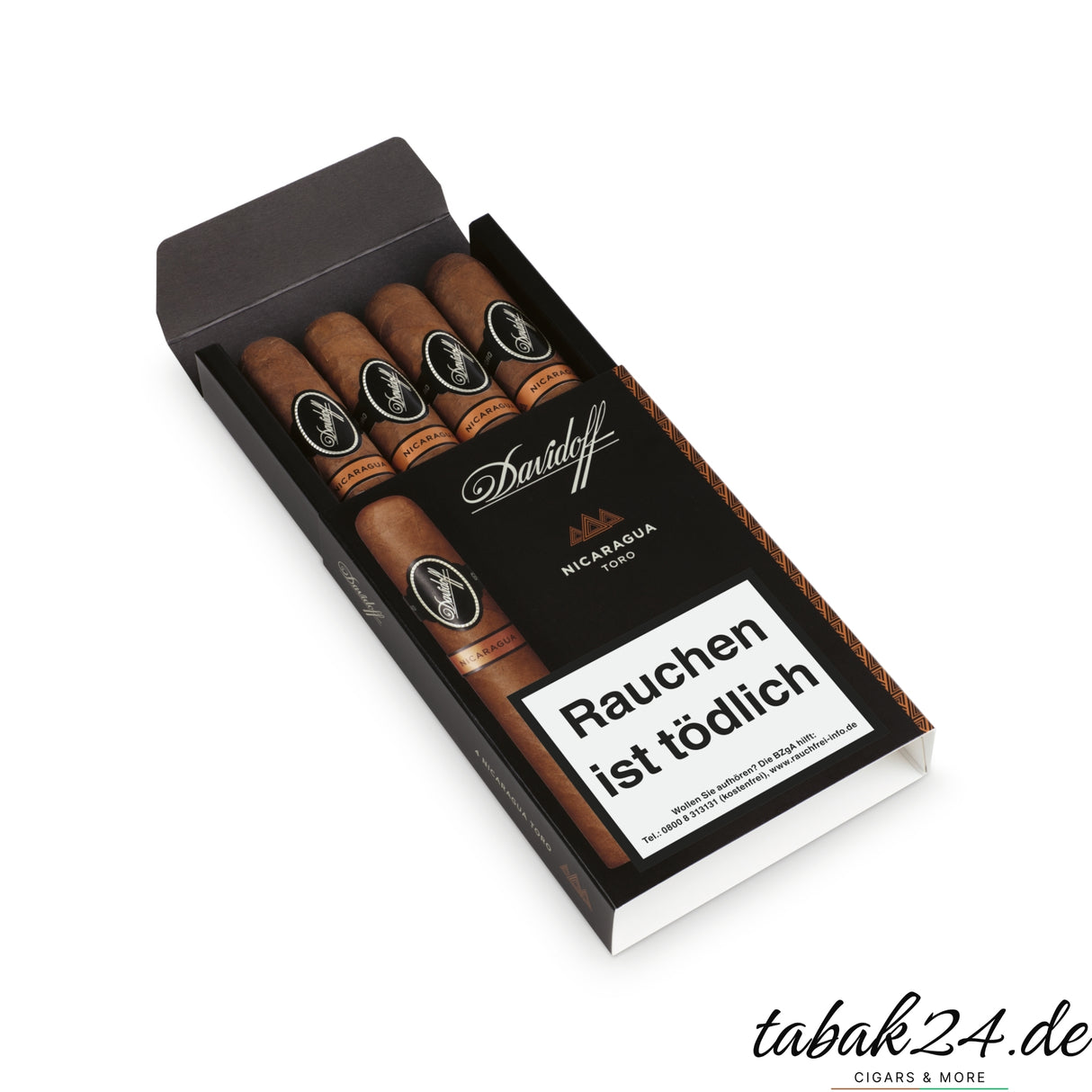 → Etui mit 4 Davidoff Nicaragua Robusto Zigarren, geschlossen