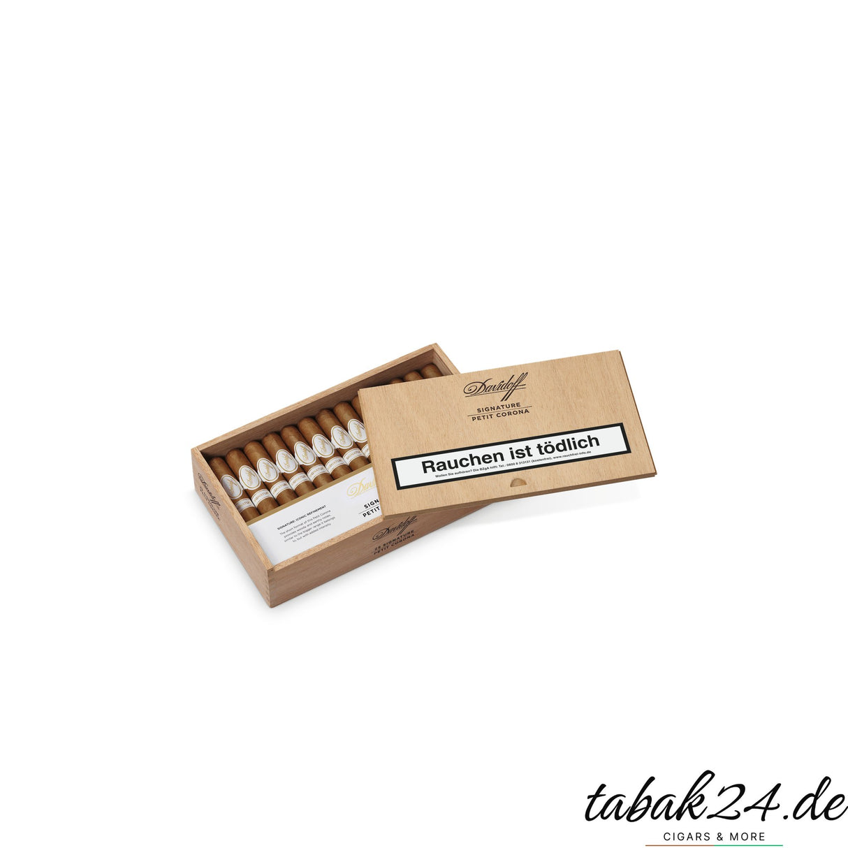 Geöffnete 25er Kiste Davidoff Signature Petit Corona Zigarren