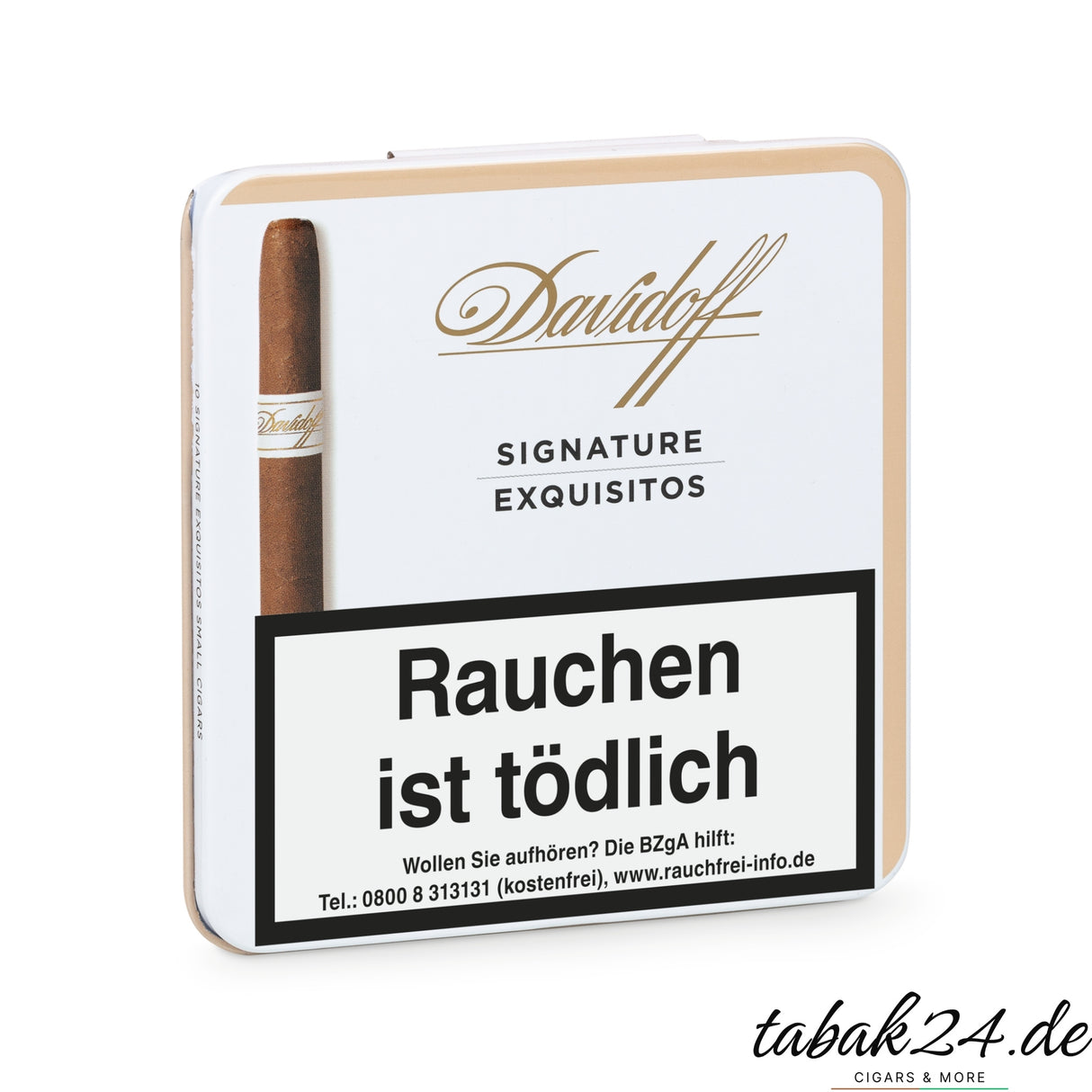 Weiße Metalldose mit zehn Davidoff Signature Exquisitos Zigarren