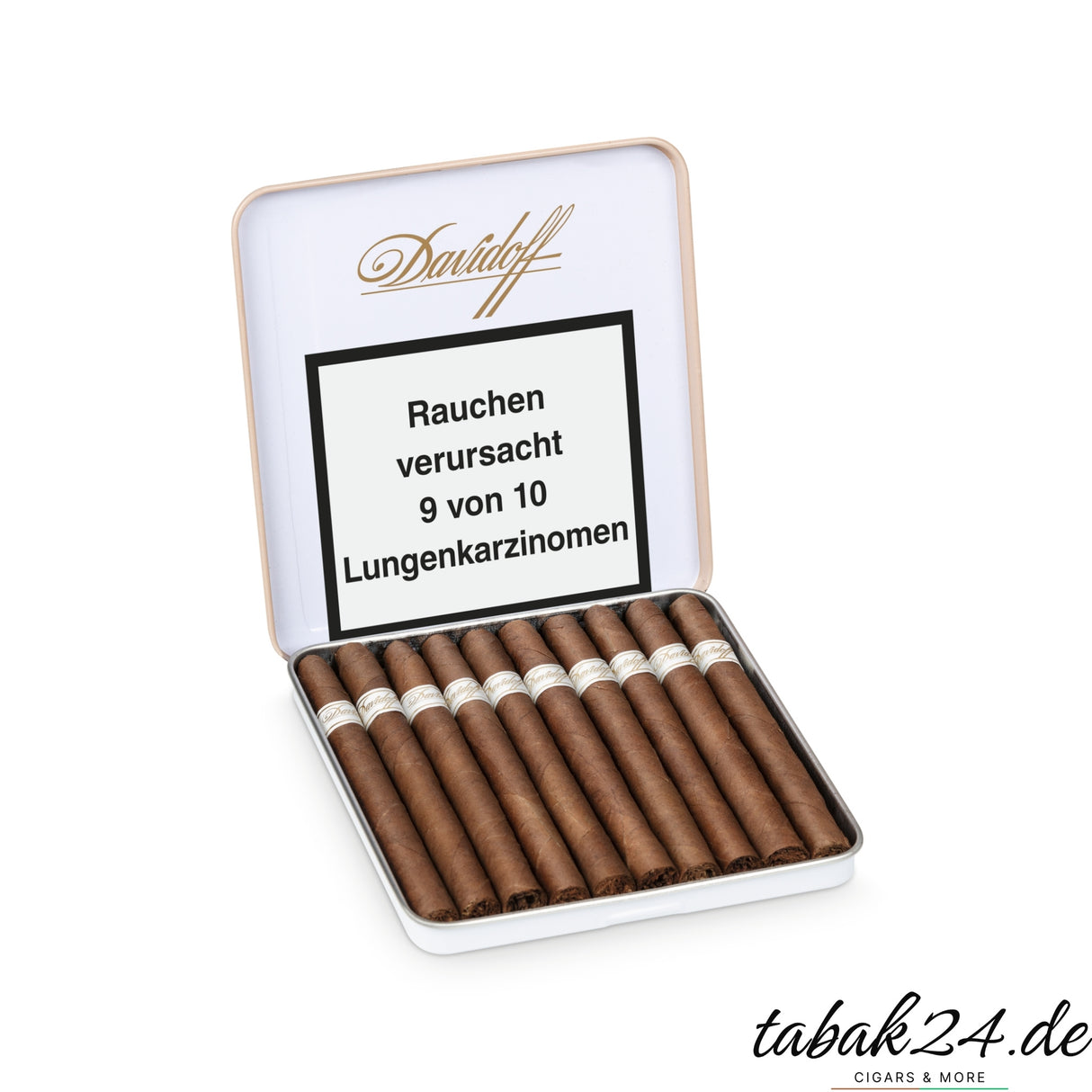 Offene Dose mit zehn elegant angeordneten Exquisitos Zigarren