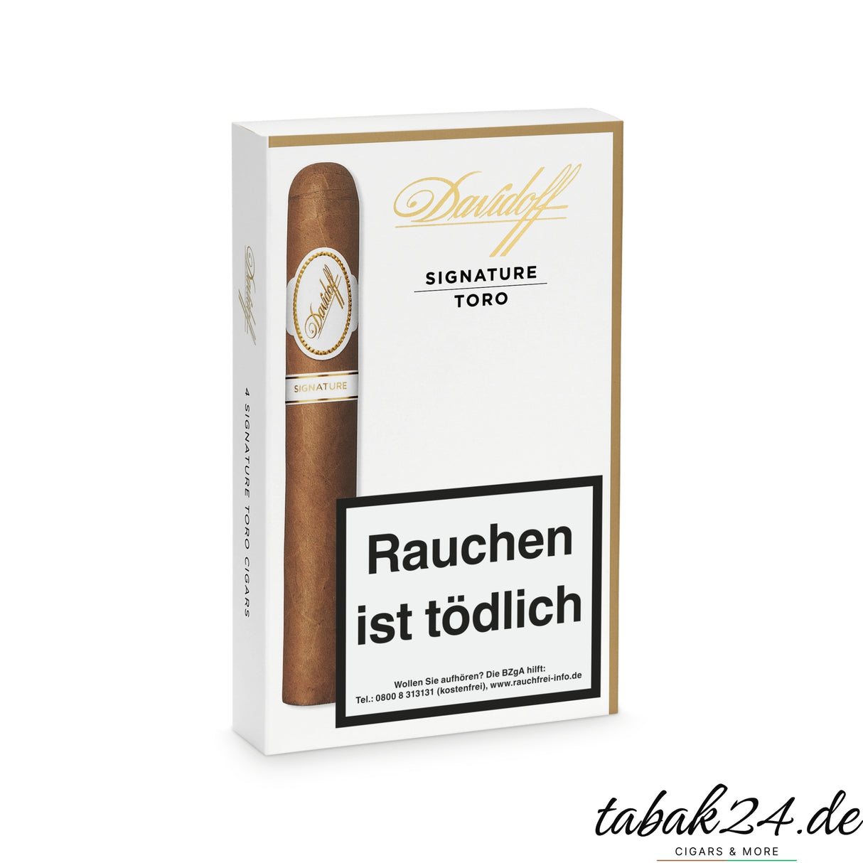 Davidoff Signature Toro 4er-Packung mit stilvoller weiĂ-goldener Box