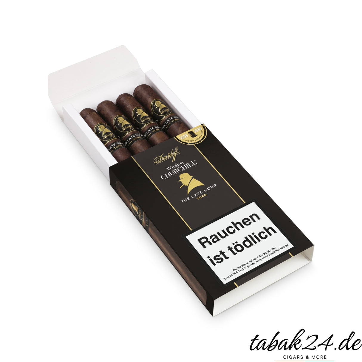 Geöffnetes 4er-Etui mit Sicht auf die Zigarren