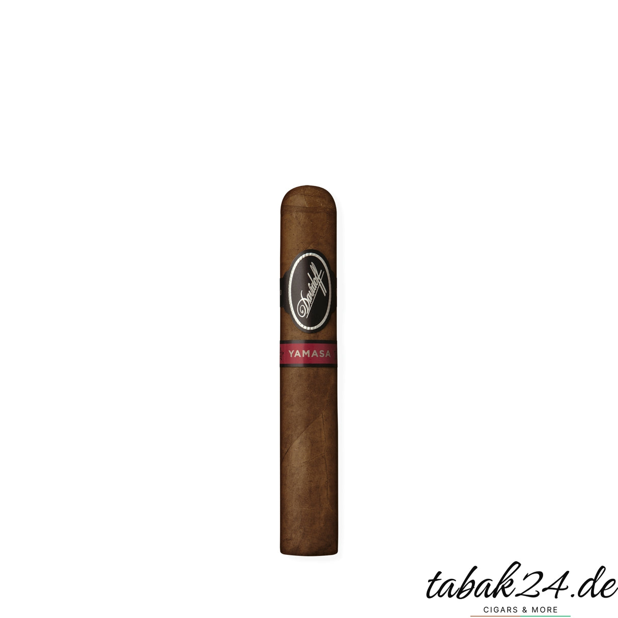Einzelne Davidoff Yamasa Robusto mit dunklem Deckblatt und rot-schwarzem Zigarrenring