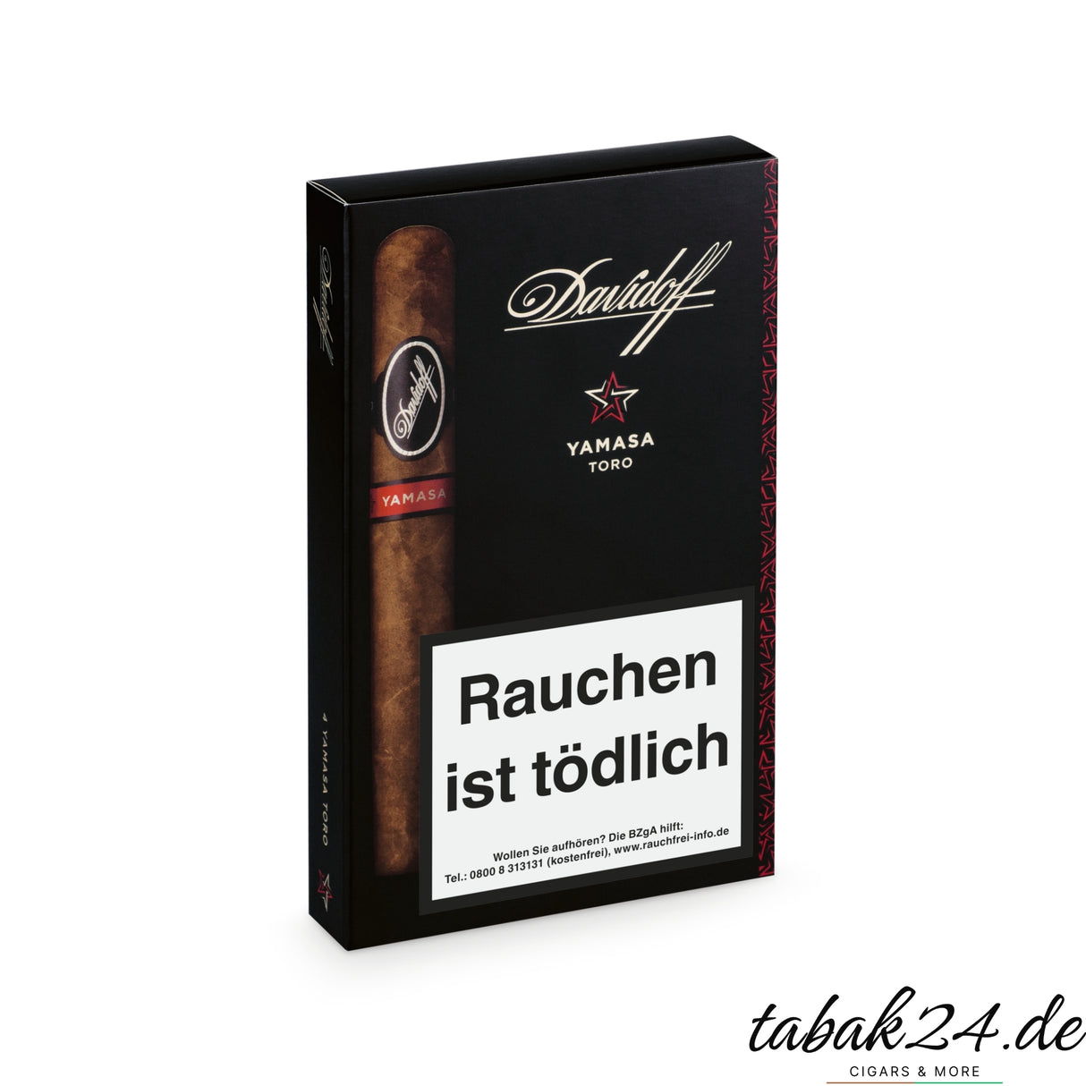 Geöffnete 4er-Packung Davidoff Yamasa Toro Zigarren nebeneinander