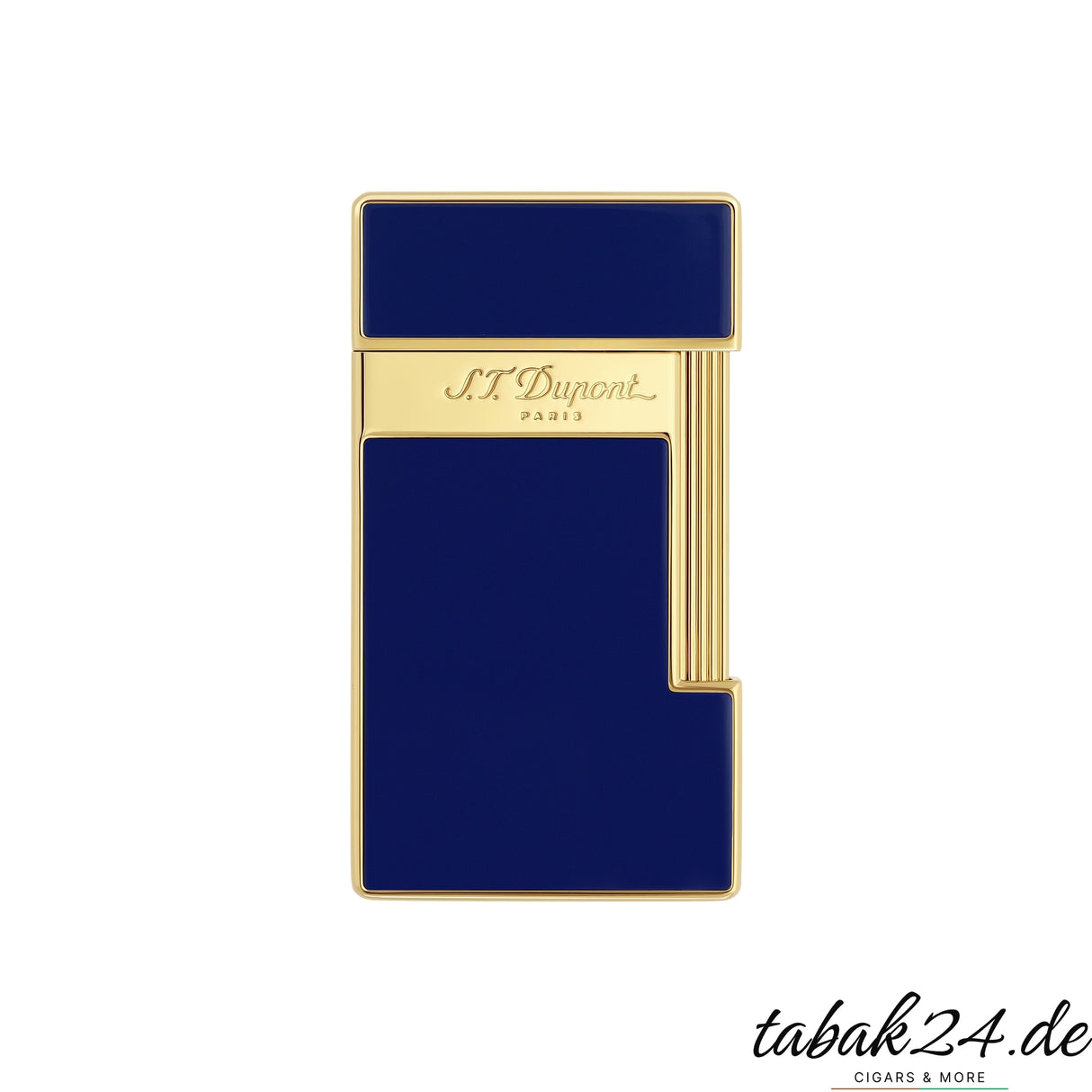S.T. Dupont Slimmy blau goldenes Feuerzeug Vorderansicht