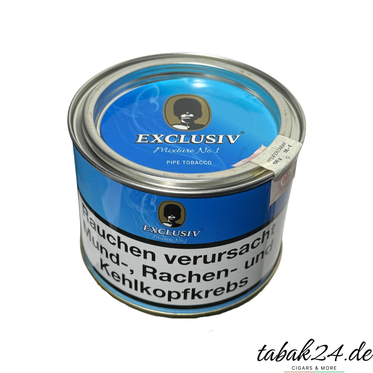 Exclusiv Mixture No.1 Pfeifentabak in blauer 100g-Dose von oben fotografiert