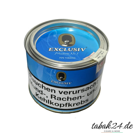 Exclusiv Mixture No.1 Pfeifentabak in blauer 100g-Dose von oben fotografiert