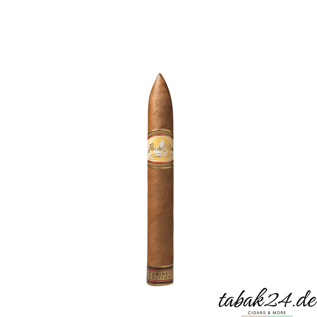 Flor de Oliva Connecticut Torpedo freigestellt mit spitzem Kopf und Cabinet-Ring