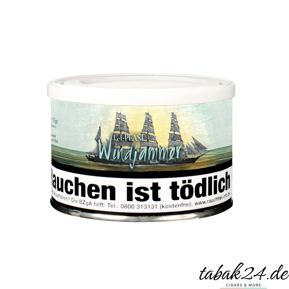 G. L. Pease Windjammer – maritimer Navy Flake mit Rum in 57g-Dose