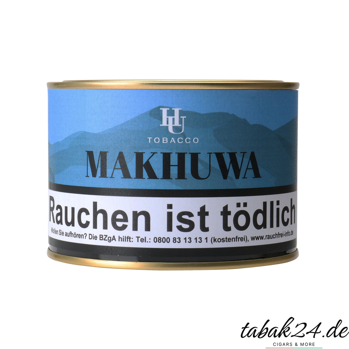 HU Tobacco Makhuwa Pfeifentabak-Dose mit blauem Etikett