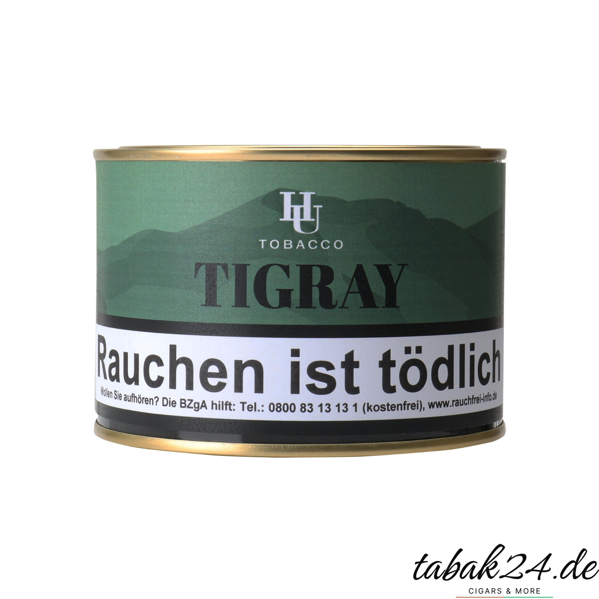 HU Tobacco Tigray Pfeifentabak-Dose mit grünem Etikett