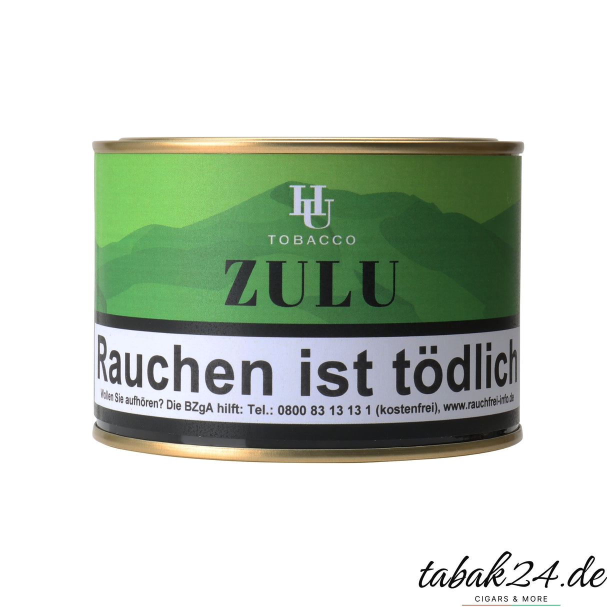 HU Tobacco Zulu Pfeifentabak-Dose mit grünem Etikett