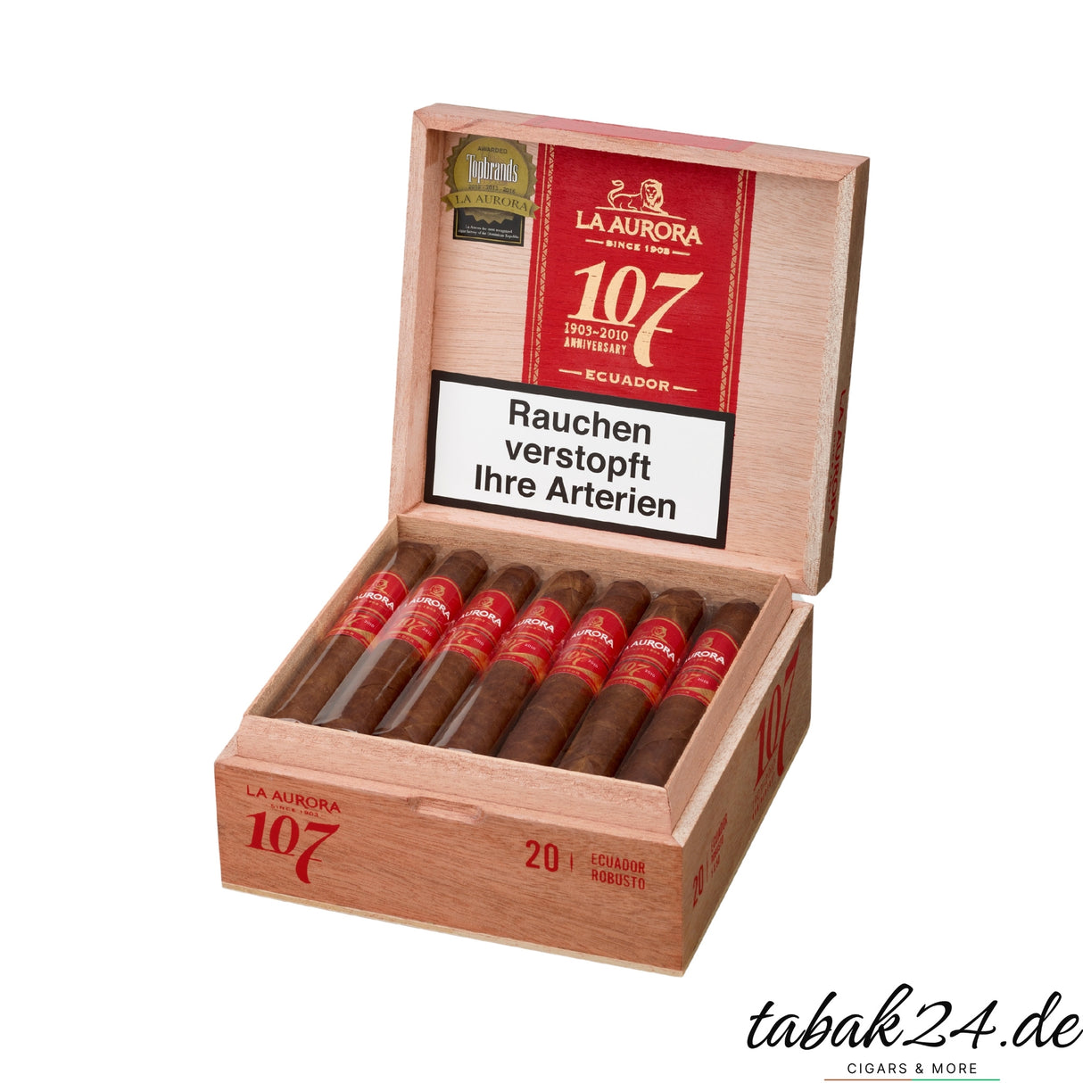 La Aurora 107 Ecuador Robusto Kiste mit 20 Zigarren – kräftig & ausgewogen