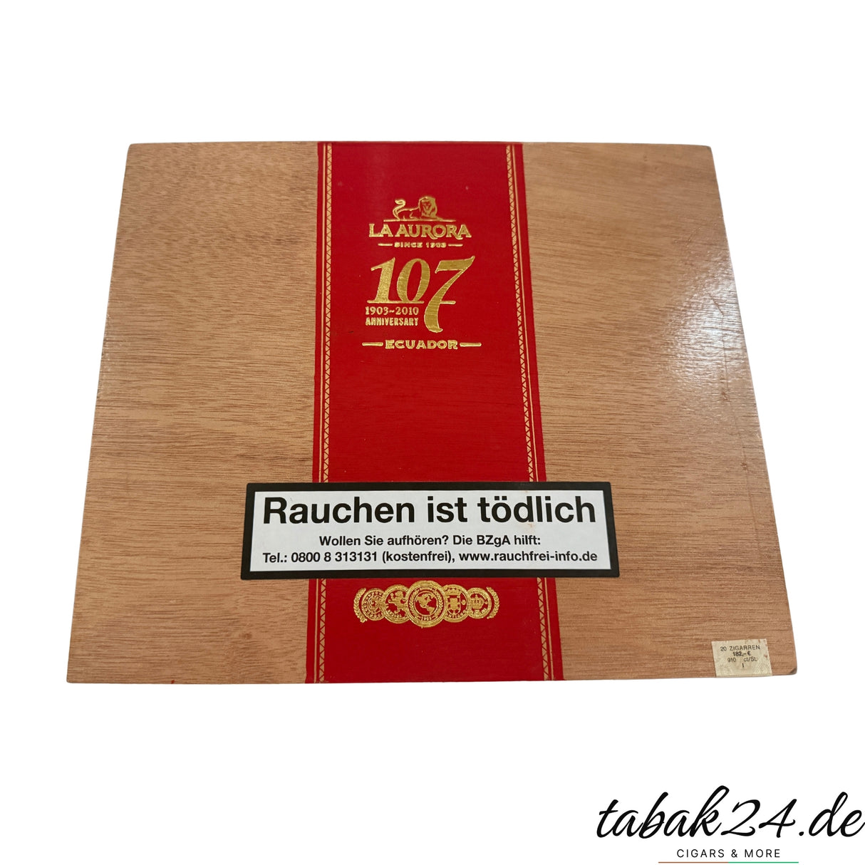 Geschlossene La Aurora 107 Ecuador Zeppelin Kiste mit 20 mittelkräftigen Zigarren