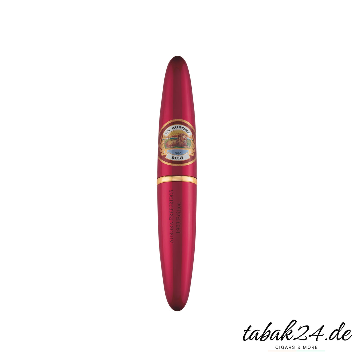 La Aurora Ruby Edition Zigarre in rubinroter Aluminium-Tube, stehend