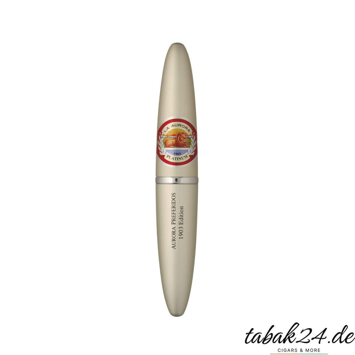 La Aurora Preferidos Platinum in platinfarbener Aluminium-Tube, stehend