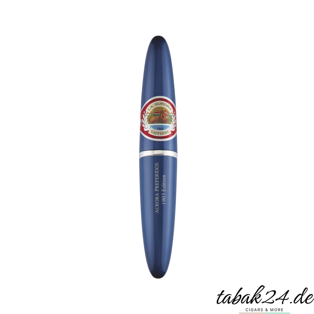 La Aurora Preferidos Sapphire Zigarre in blauer Aluminium-Tube, stehend