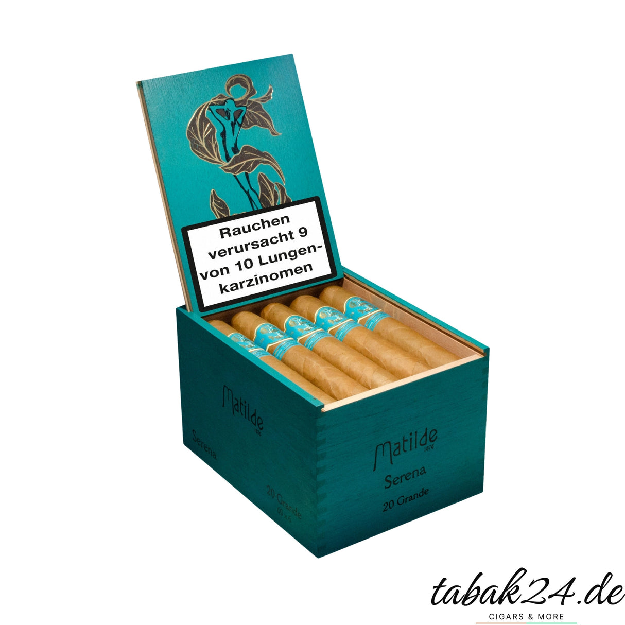 Geöffnete Kiste Matilde Serena Grande Zigarren mit 20 Stück im Gordo-Format