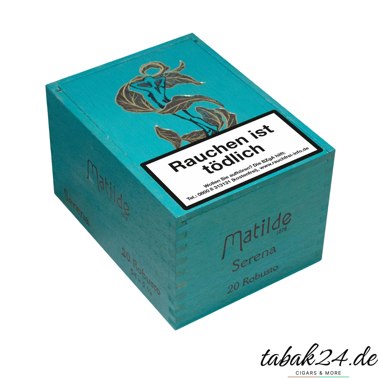 Geschlossene Zigarrenkiste Matilde Serena Robusto türkisfarben